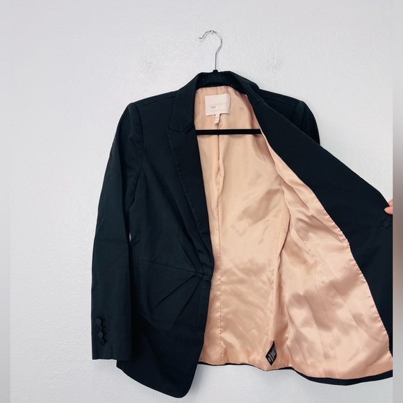 Rebecca Taylor Black Ottoman Pleated Front Blazer - Picture 2 of 7